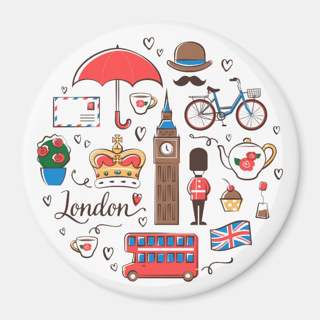 London Doodles Magnet (Vorne)