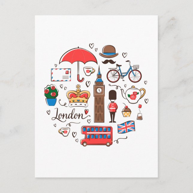 London Doodles Postkarte (Vorderseite)