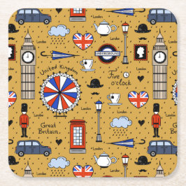 London Doodles Rechteckiger Pappuntersetzer