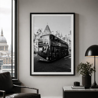 London-Doppeldeckerbus Schwarz und Weiß Poster