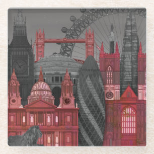 London Elevations by Night - Red Glasuntersetzer