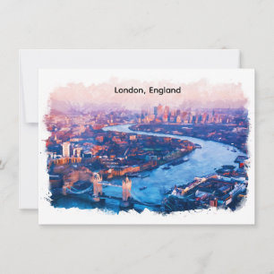 London England Aquarell Luftbild Stadtlandschaft Einladung