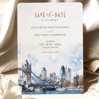 London England Aquarell Save-the-Date-Hochzeit