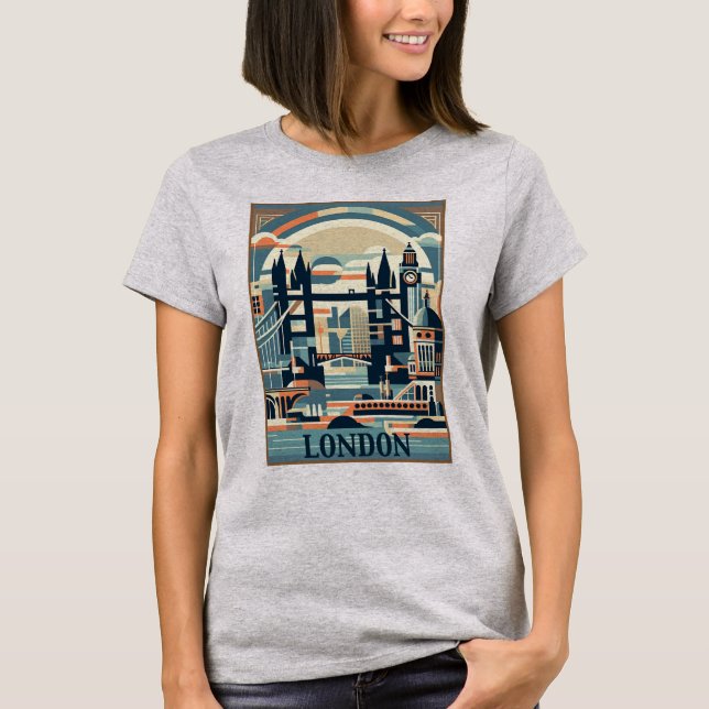London England Art Deco T-Shirt (Vorderseite)