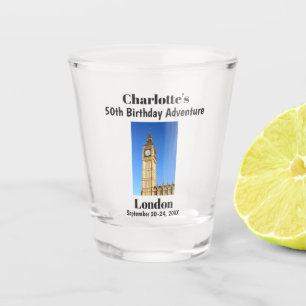 London England Big Ben Birthday Party Trip Favor Schnapsglas