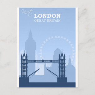 London England Blaues Vintage-Reisepostkarte Postkarte