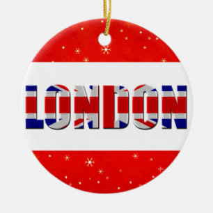 London England Britische Flagge Red Snowflake Keramik Ornament