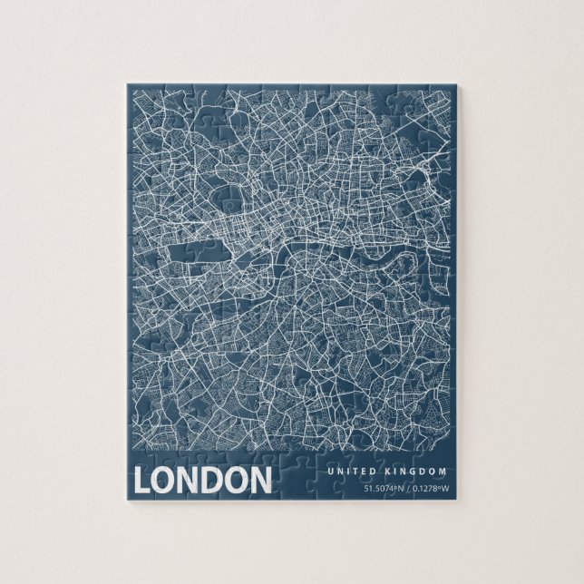 London England City Map Art Blue Print (Vertikal)