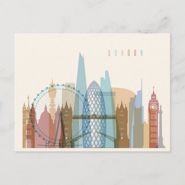 London, England | City Skyline Postkarte (Vorderseite)