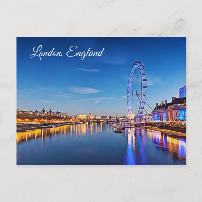 London, England, Ferris Wheel and Night Postcard Postkarte (Vorderseite)