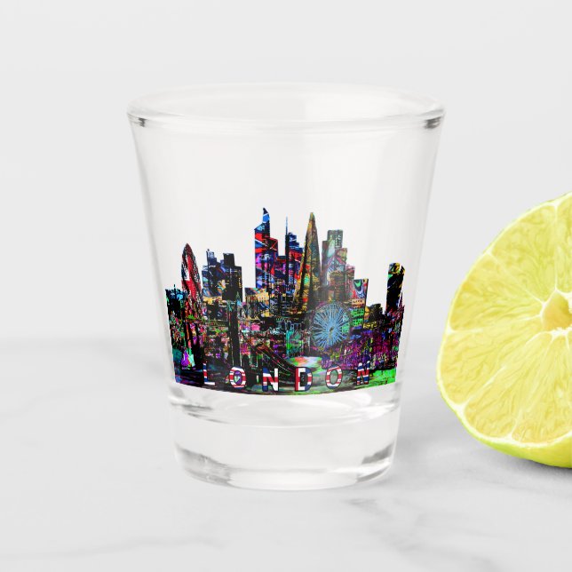 London, England, Graffiti Shot Glass Schnapsglas (Vorderseite)