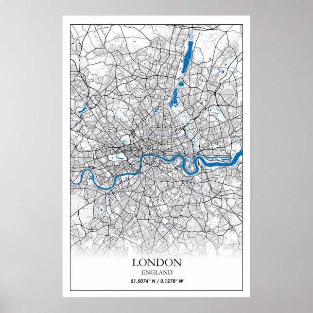 London England Großbritannien City Map Travel Poster (Vorne)