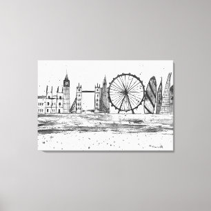 London England Kunst Brücke Skyline Vintage Leinwanddruck