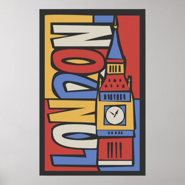 London, England | Lebhaftes Handrawn Design Poster (Vorne)