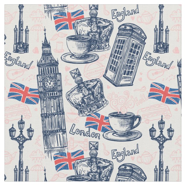 London-England-Muster Stoff (Nahaufnahme)