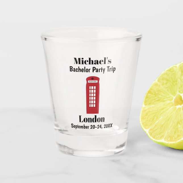 London England Phone Booth Bachelor Party Fevor Schnapsglas (Vorderseite)