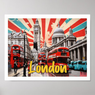 London England Pop-Art-Reiseillustration Poster