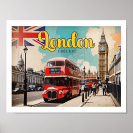 London England Pop Art Travel Illustration Poster