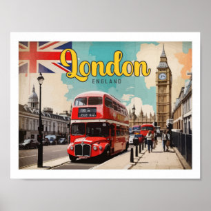London England Pop Art Travel Illustration Poster