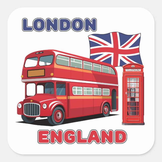 London England Quadratischer Aufkleber (Vorderseite)