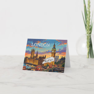 London England Reise Kunst Vintage Dankeskarte