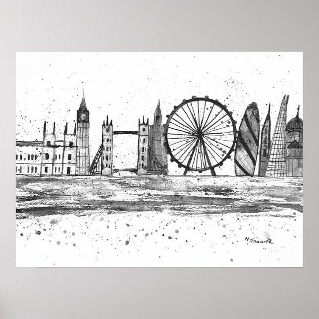 London England Reiseziel Skyline Vintag Poster (Vorne)