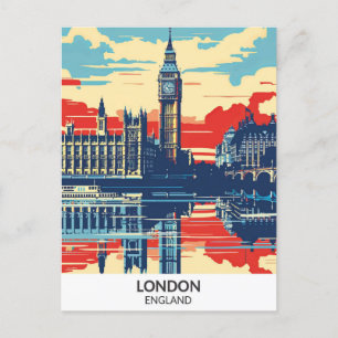 London England Retro Artwork Travel Postkarte