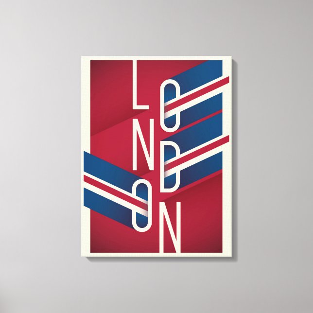 London, England | Retro Illustrierte Typografie Leinwanddruck (Vorderseite)
