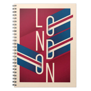 London, England  Retro Illustrierte Typografie Notizblock