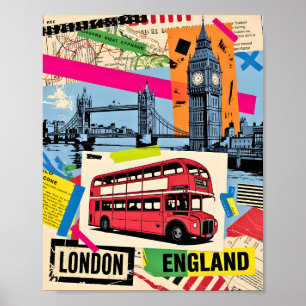 London England Retro-Pop-Art Vintage-Bus-Reise Poster