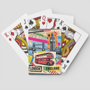 London England Retro-Pop-Art Vintage-Bus-Reise Spielkarten