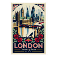 London England Retro-Reiseplakat-Kunst