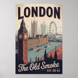 London England Retro-Silhouette Stadtansicht Reise Poster