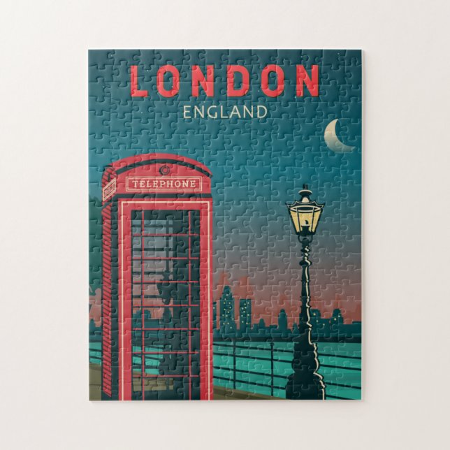 London England Retro Travel Art Vintag (Vertikal)