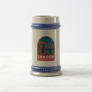 London England Retro Travel Art Vintag Bierglas