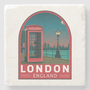 London England Retro Travel Art Vintag Steinuntersetzer