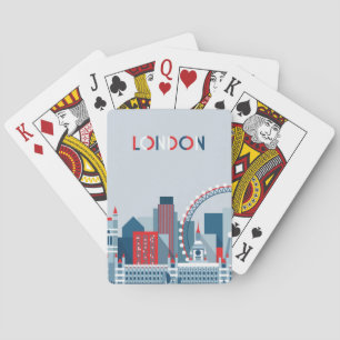 London, England   Rote, weiße und blaue Skyline Spielkarten