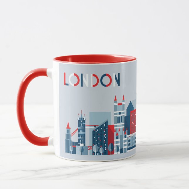 London, England | rote, weiße und blaue Skyline Tasse (Links)