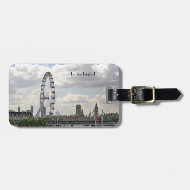 London England Skyline, Big Ben, London Eye, Thems Gepäckanhänger (Vorderseite horizontal)
