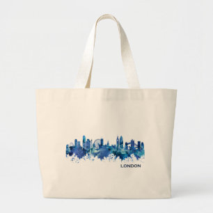 London England Skyline Blue Jumbo Stoffbeutel