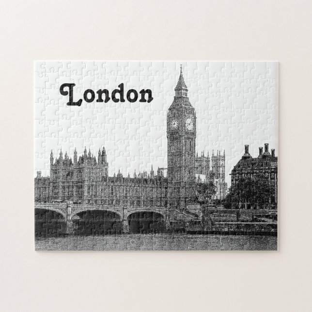 London England Skyline Etched (Horizontal)