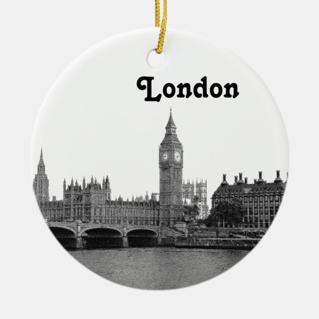 London England Skyline Etched Keramikornament (Vorne)