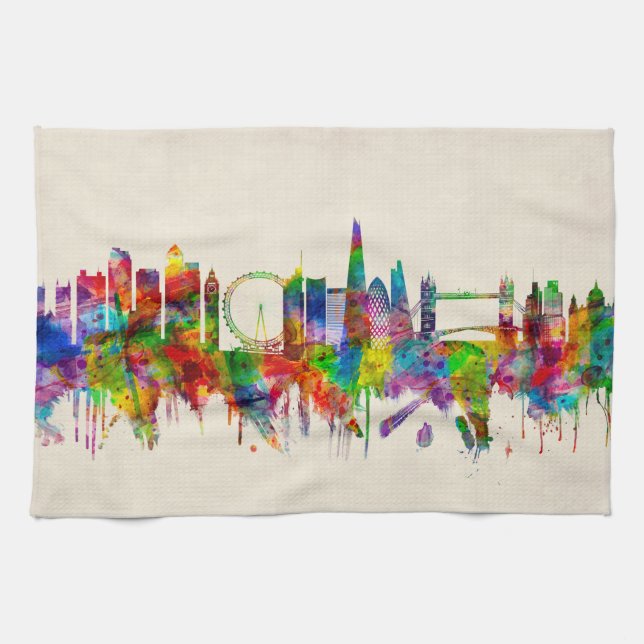 London England Skyline Geschirrtuch (Horizontal)