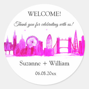 London England Skyline Pink Favorits Weddings Clas Runder Aufkleber