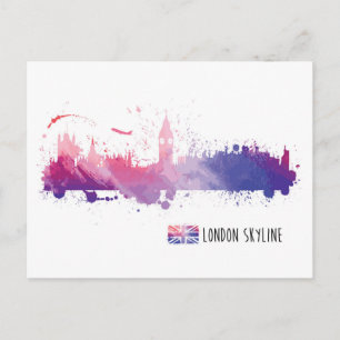 London England Skyline Splash Postkarte