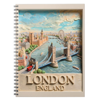 London England Skyline Vintage Texturierte Reise K Notizblock