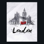 London, England | Splashy Artwork Poster<br><div class="desc">Londoner Wolkenkratzer,  Tower Bridge und Big Ben zeichnete im Vintagen Stil mit Tropfen und Spritzen auf zerbrochenem Papier. | © und ® Bigstock® - Alle Rechte vorbehalten.</div>
