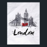 London, England | Splashy Artwork Poster<br><div class="desc">Londoner Wolkenkratzer,  Tower Bridge und Big Ben zeichnete im Vintagen Stil mit Tropfen und Spritzen auf zerbrochenem Papier. | © und ® Bigstock® - Alle Rechte vorbehalten.</div>