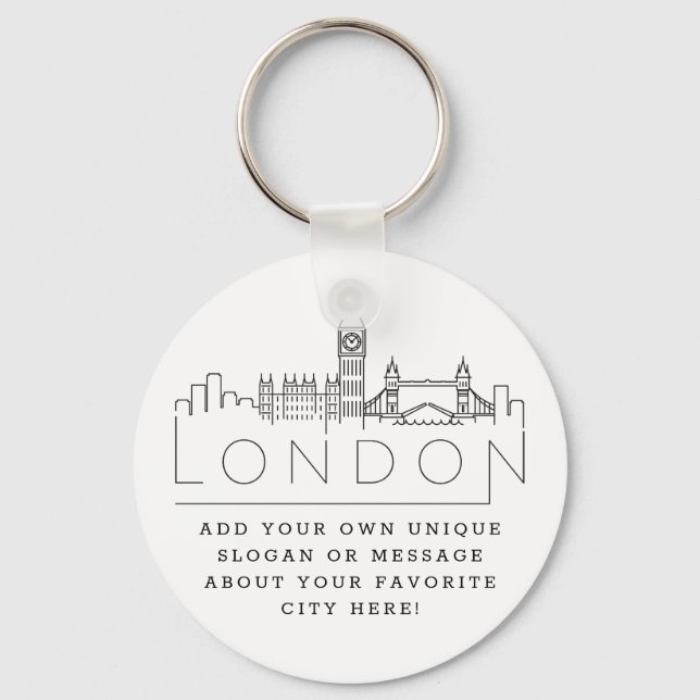 London, England Stylized Skyline | Benutzerdefinie Schlüsselanhänger (Vorderseite)