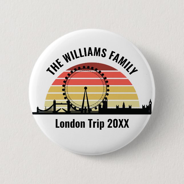 London England Sunset Custom Family Trip Button (Vorderseite)